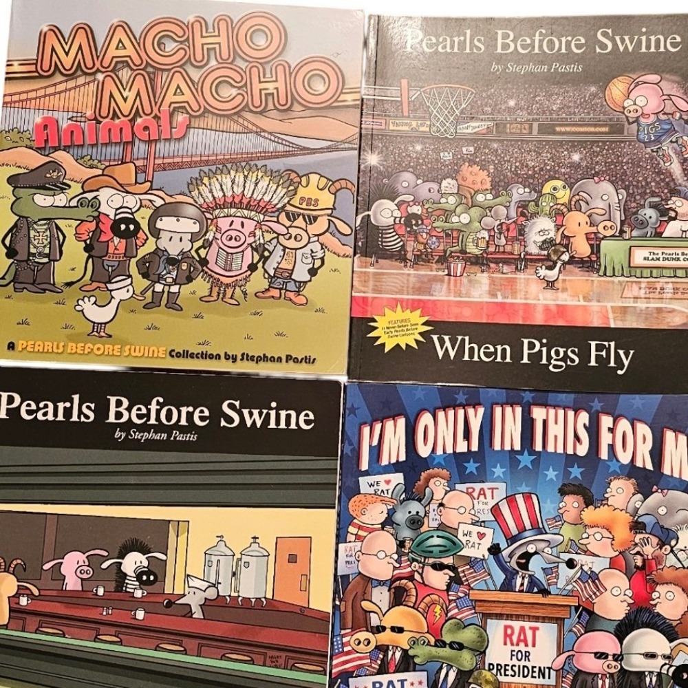 4 Pearls Before Swine Comic Book S. Pastis Macho Macho Animals When Pigs Fly